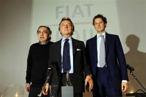 La "triade" della FIAT: Sergio Marchionne, Luca Cordero e John Elkann.